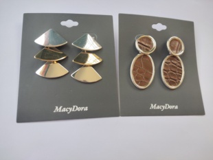 气质金属拼色耳钉时尚 夸张耳环皮革纹不同随机发A1 百搭学生女个性