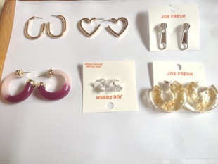 气质简约耳钉开口耳圈金属树脂耳环耳扣时尚百搭学生女式个性潮D7