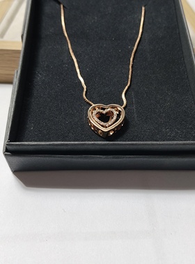 气质简约百搭镂空双爱心吊坠项链学生女时尚百搭个性铜链条潮g27