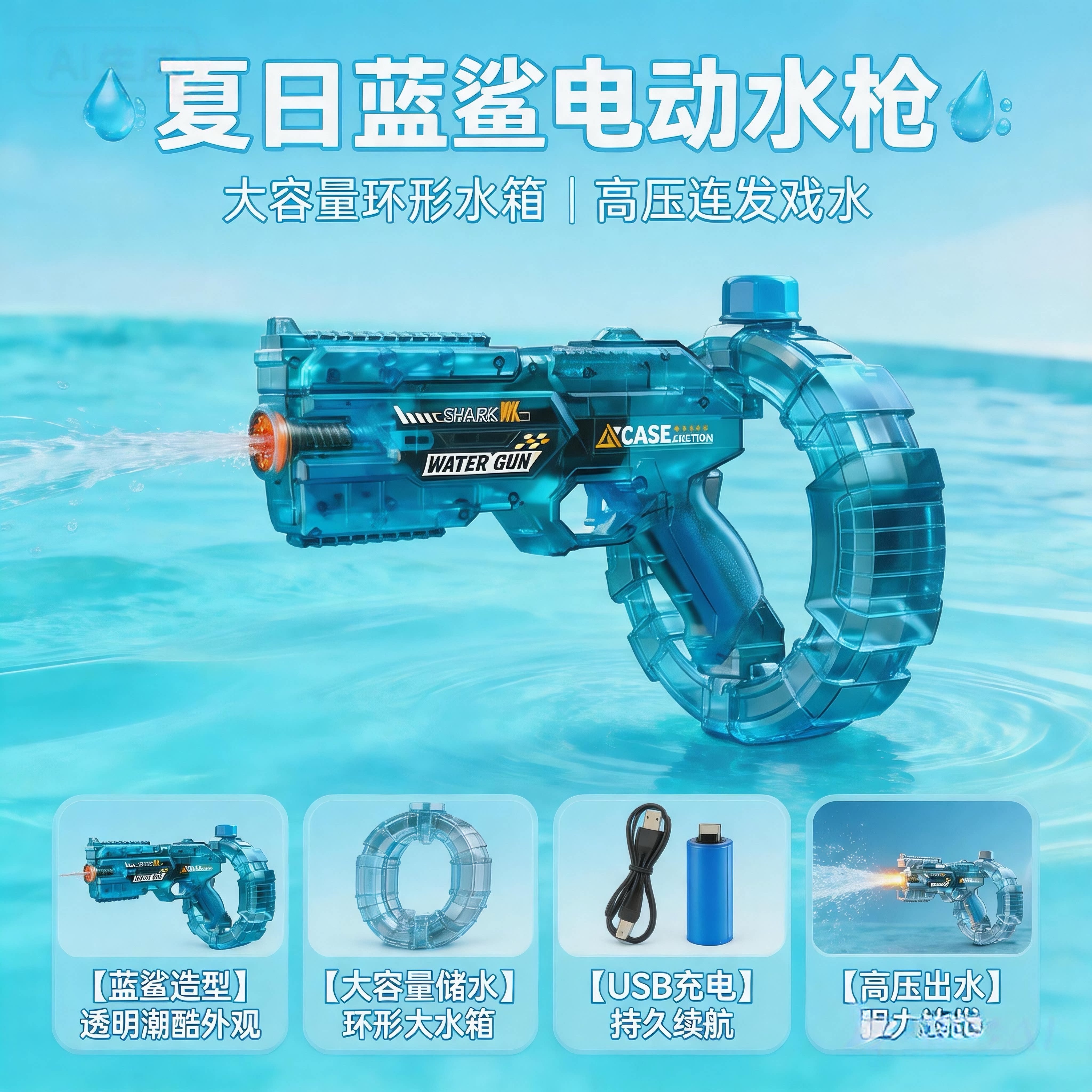 聚能环电动水枪机甲灯光大容量图片