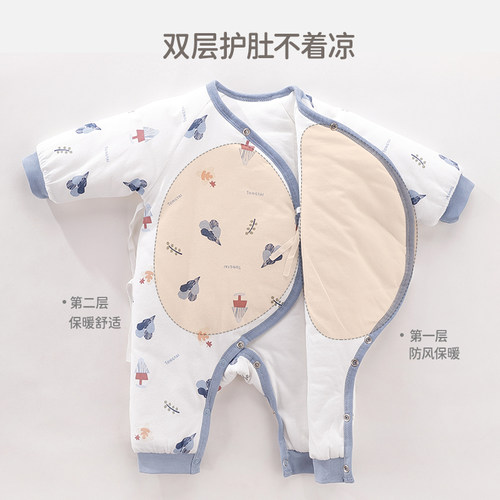 童泰新生婴儿儿连体衣宝宝哈衣初生儿秋冬季纯棉加棉爬服