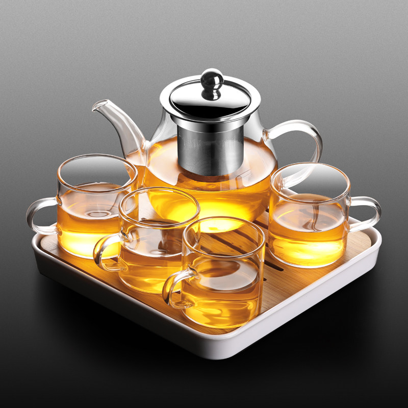 茶壶泡茶玻璃茶具套装家用功夫茶具过滤不锈钢泡花茶壶茶杯泡茶壶