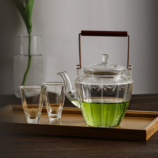 ins耐热玻璃花茶壶水果茶壶提梁泡茶壶下午茶茶具套装 日式 煮茶器