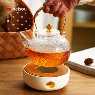 玻璃茶壶泡茶家用耐高温煮茶器围炉明火提梁烧水壶养生壶花草茶具
