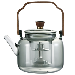 围炉煮茶壶透黑提梁壶玻璃电陶炉煮茶器炭火炉烧水蒸煮一体泡茶壶