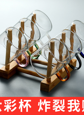 加厚耐热玻璃小茶杯品茗杯带把家用透明小杯子功夫茶具套装茶碗