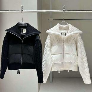 cicicoco猫头鹰鹅绒服2024冬季新款针织大翻领欧洲站南油高货短款