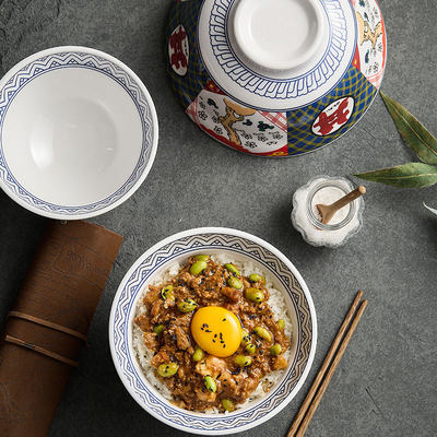 日式和风丼字碗密胺拉面碗商用面馆专用创意仿瓷塑料高脚饭碗汤碗