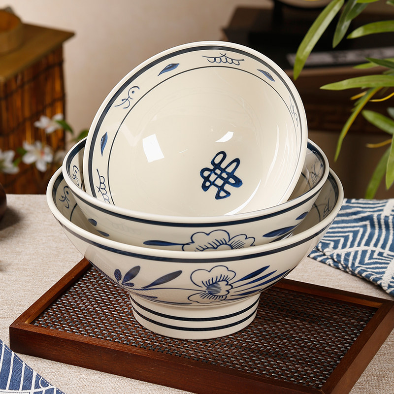 陕西老关中面碗油泼面商用密胺面馆专用牛肉米线汤面碗大号老式碗