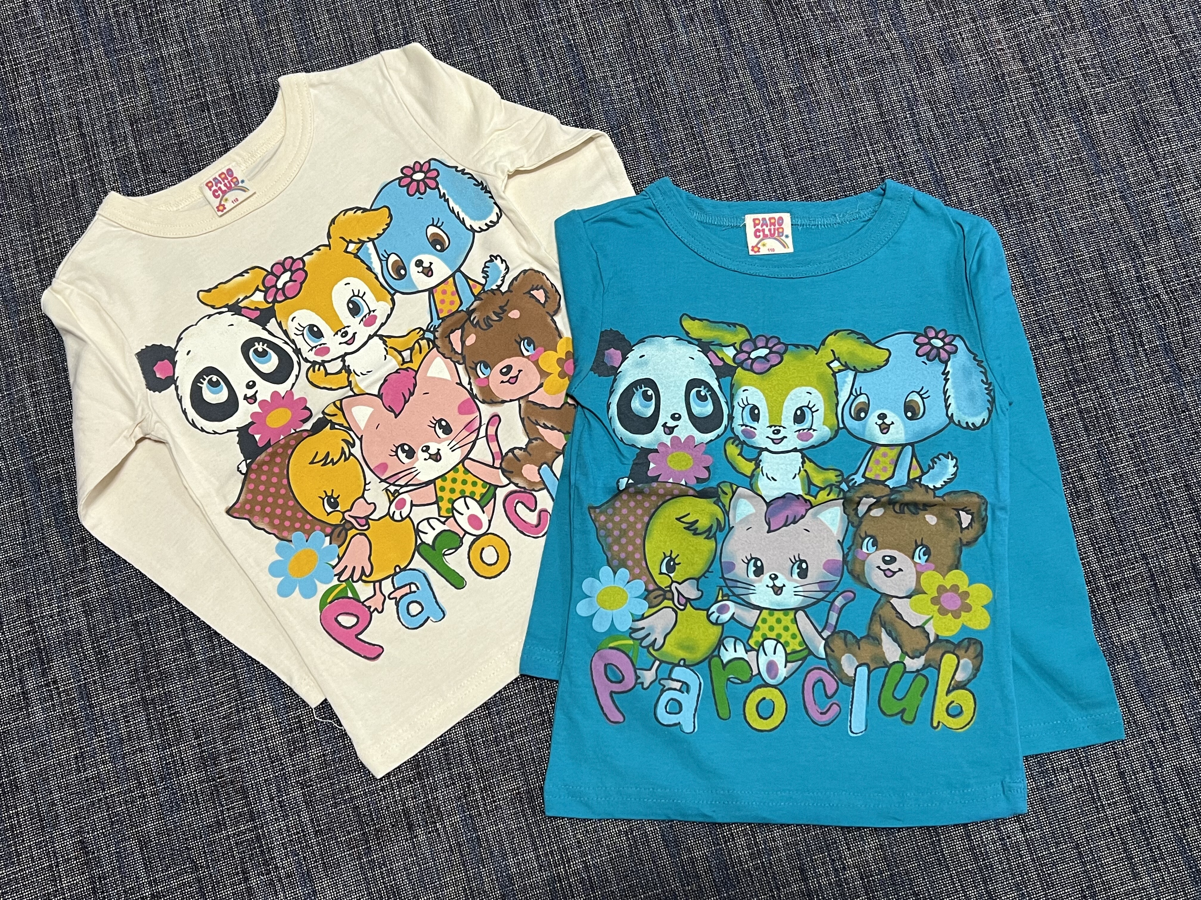 【2色】日单女童春秋款童装可爱卡通动物集合双面印花柔软纯棉长T
