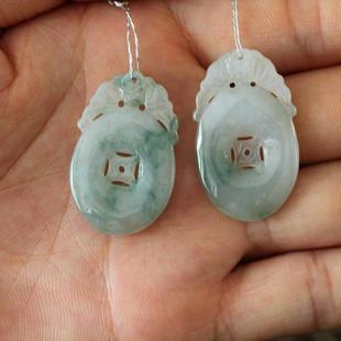 缅甸天然翡翠A货飘花福在眼前挂坠 男女款项链玉吊坠一个价送盒绳