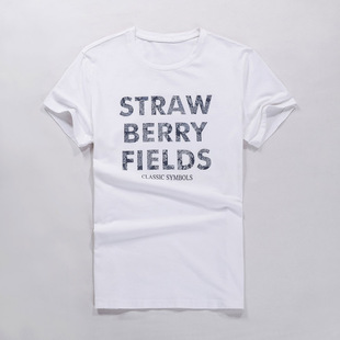 英文字母印花纯棉短袖T恤潮修身学生打底衫T恤青春男装半袖 8Y896