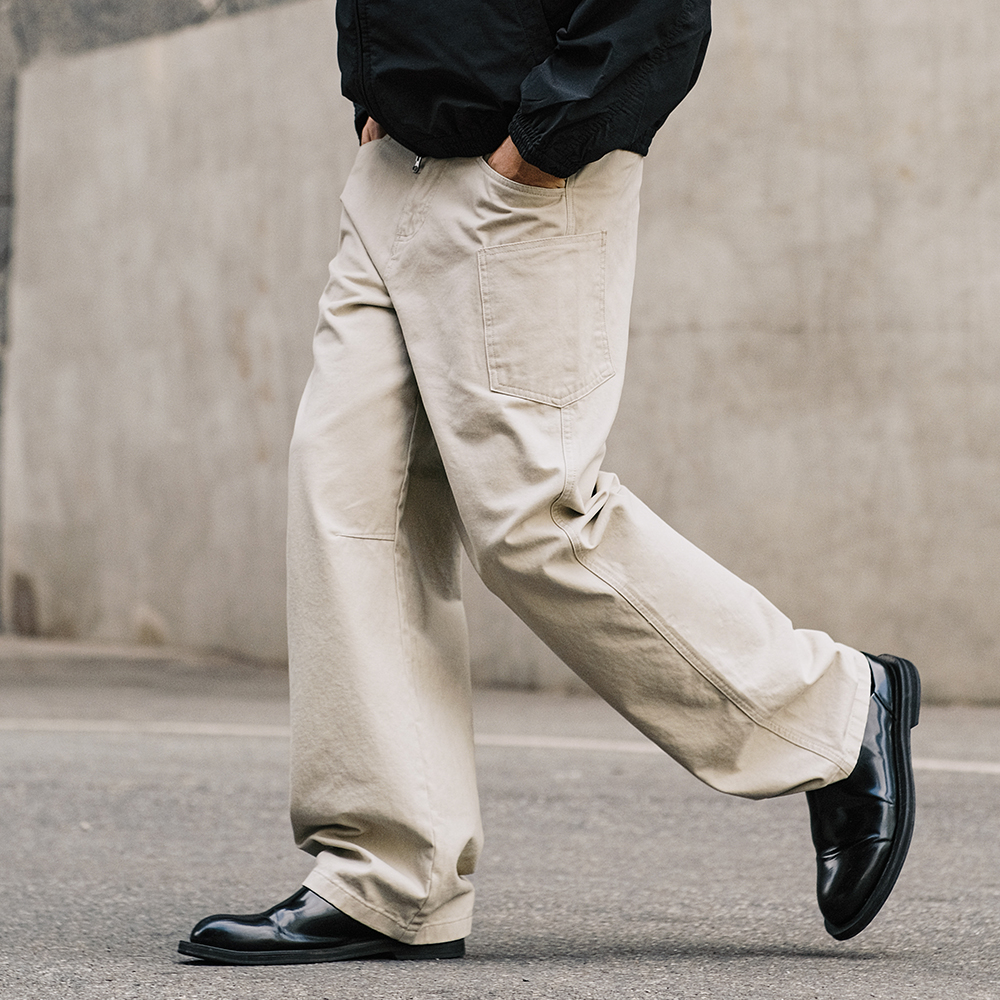 DICEOFF美式复古法工裤洗水微宽直筒通勤休闲裤cleanfit伐木裤男