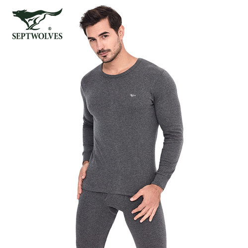 七匹狼男士圆领基础打底保暖套装