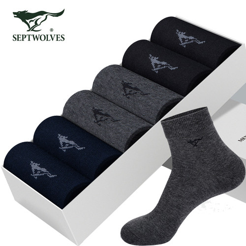 七匹狼透气吸汗男精梳棉袜子