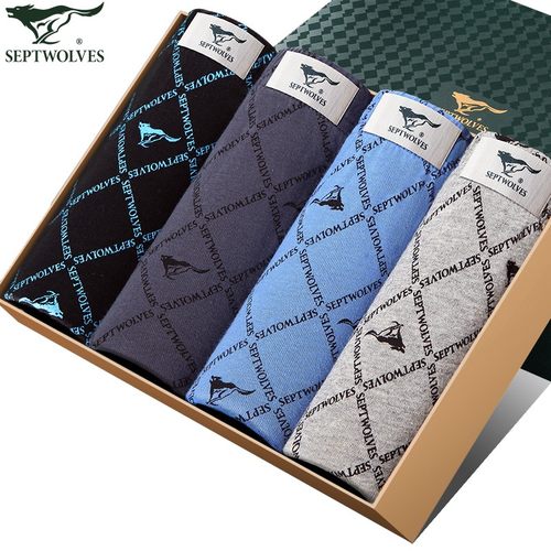 全棉男士内裤印花青年平角内裤