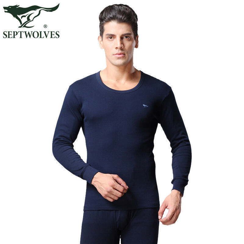 七匹狼男士圆领基础打底保暖套装