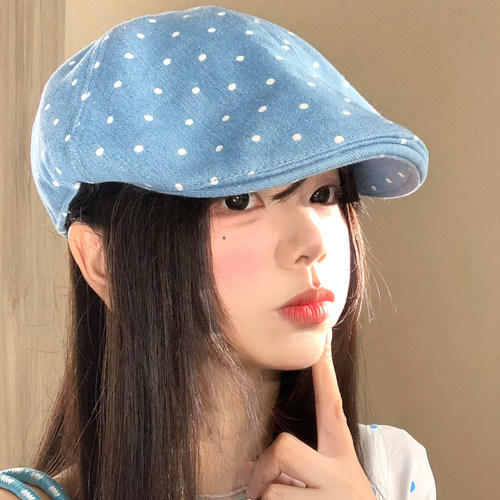 牛仔波点前进帽女韩版显脸小百搭