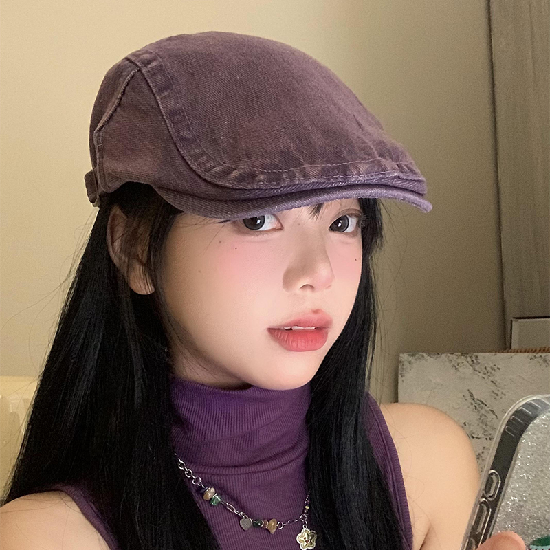 复古紫色牛仔前进帽百搭显脸小