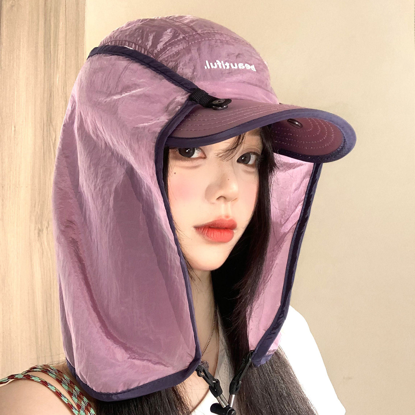 可拆卸披肩速干棒球帽子女夏季护颈一体遮阳帽户外运动休闲鸭舌帽