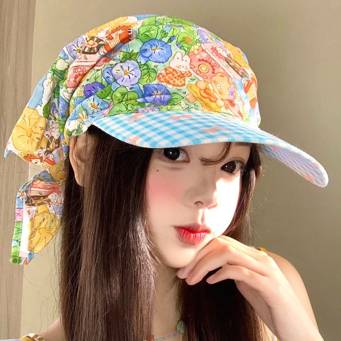 法式复古莫奈的花园头巾帽女2026新款夏街头嘻哈遮阳防晒鸭舌帽子
