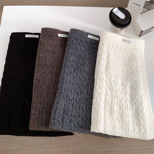 纽扣针织毛线屁帘女秋冬2025新款 百搭氛围感保暖叠穿半身裙子 时尚