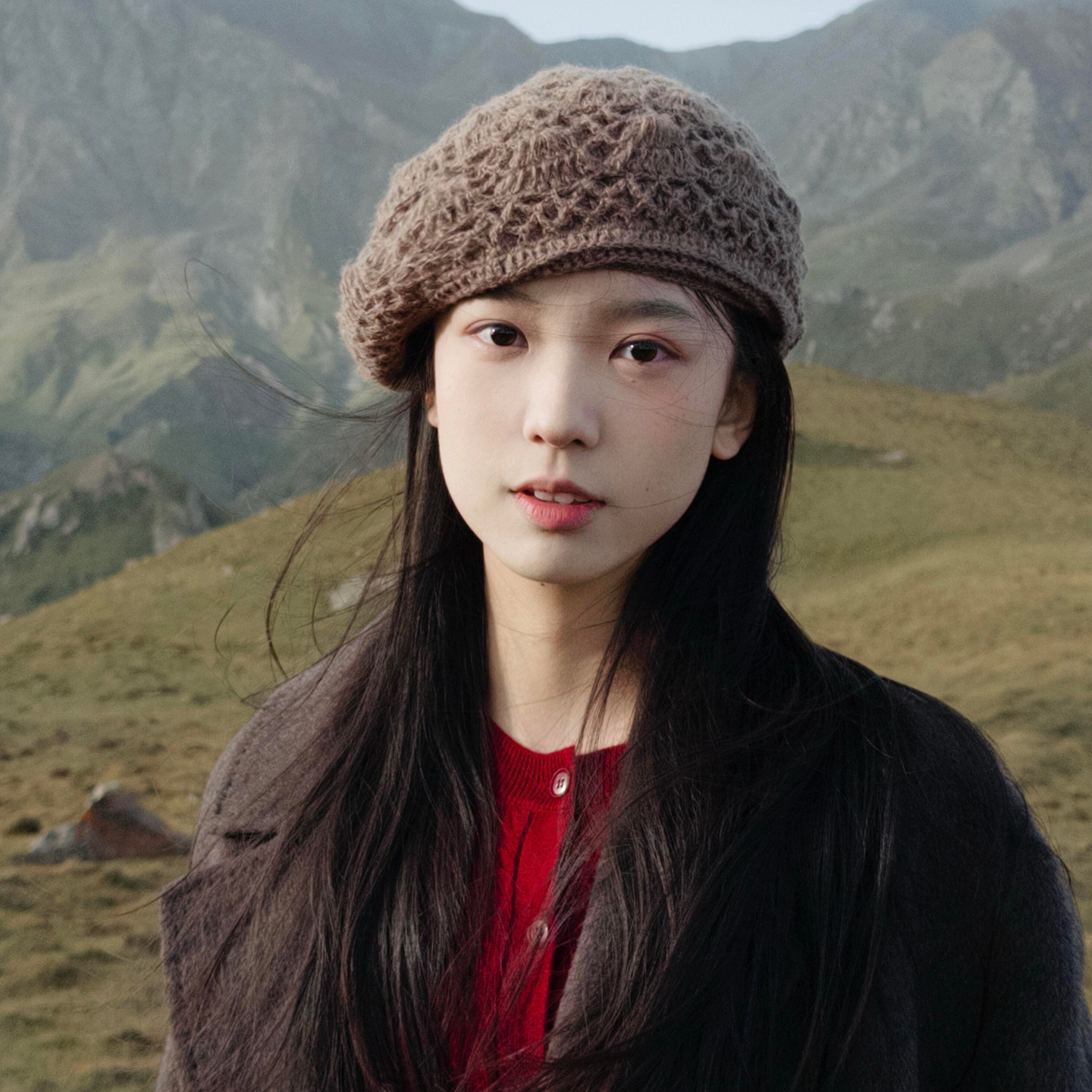 章若楠同款钩针贝雷帽女文艺复古