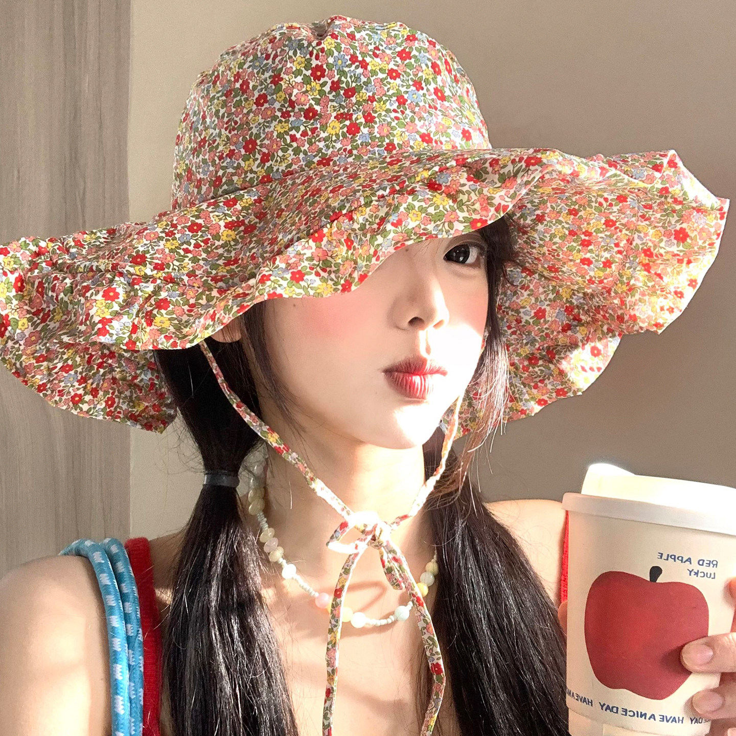 碎花渔夫帽女夏季大帽檐薄款遮阳图片