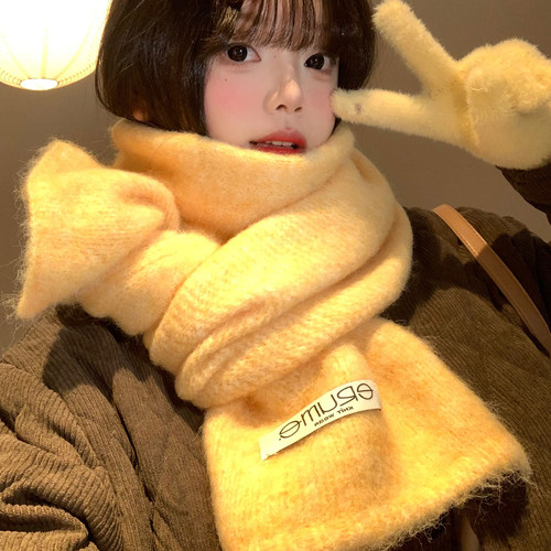 软糯毛绒针织围巾冬季韩系氛围感