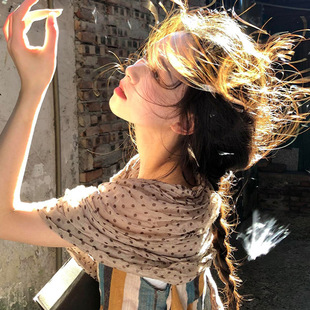 复古氛围感丝巾小众民族风气质系脖头巾披肩 波点棉麻围巾女薄款