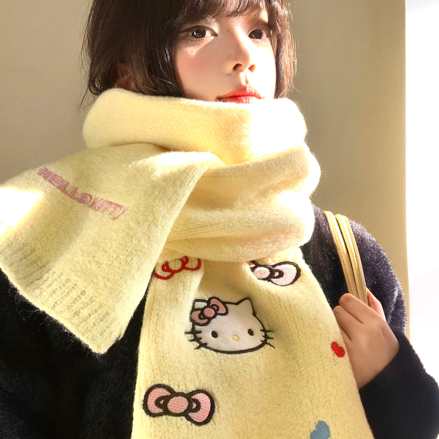 三丽鸥正版HelloKitty针织围巾