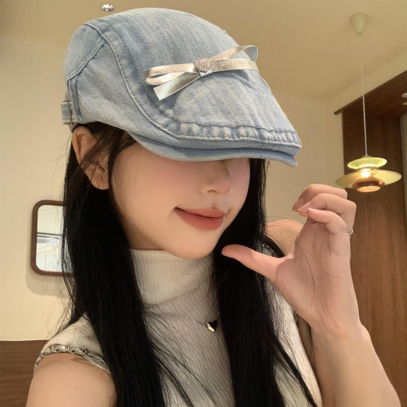 蝴蝶结牛仔前进帽韩版ins显脸小