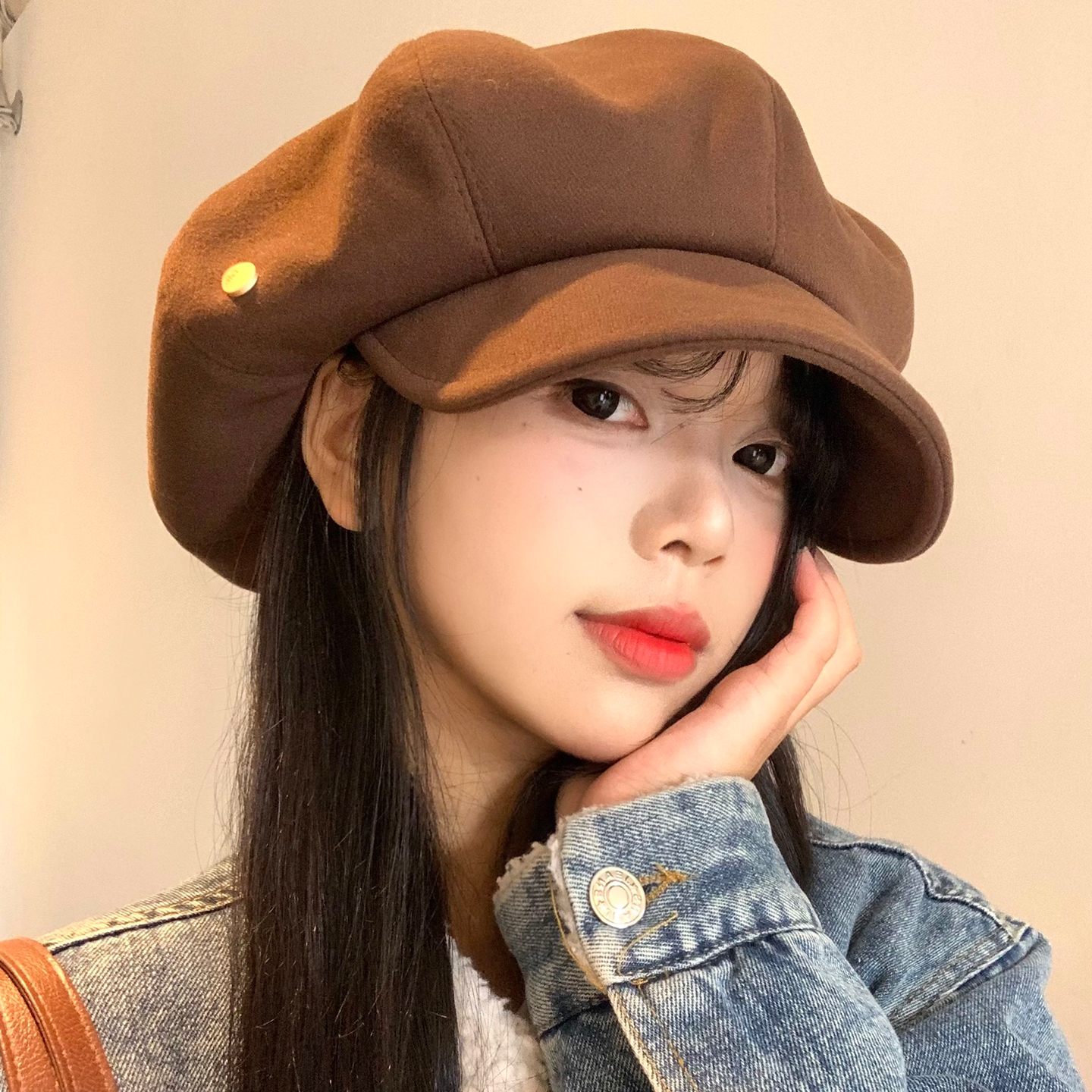 美拉德复古贝雷帽秋冬日系显脸小