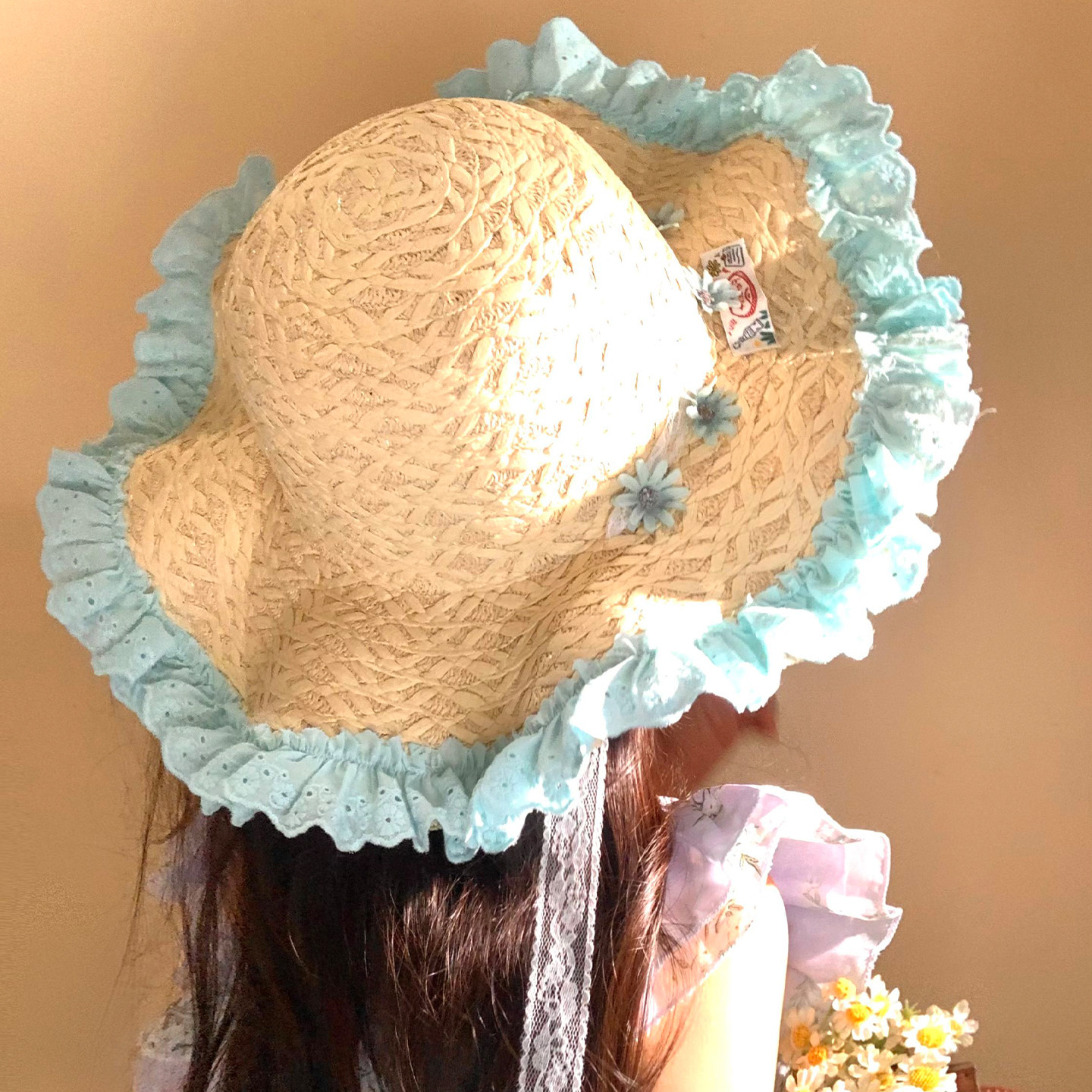 蕾丝花边草帽女夏季海边沙滩度假大帽檐法式优雅遮阳防晒太阳帽子