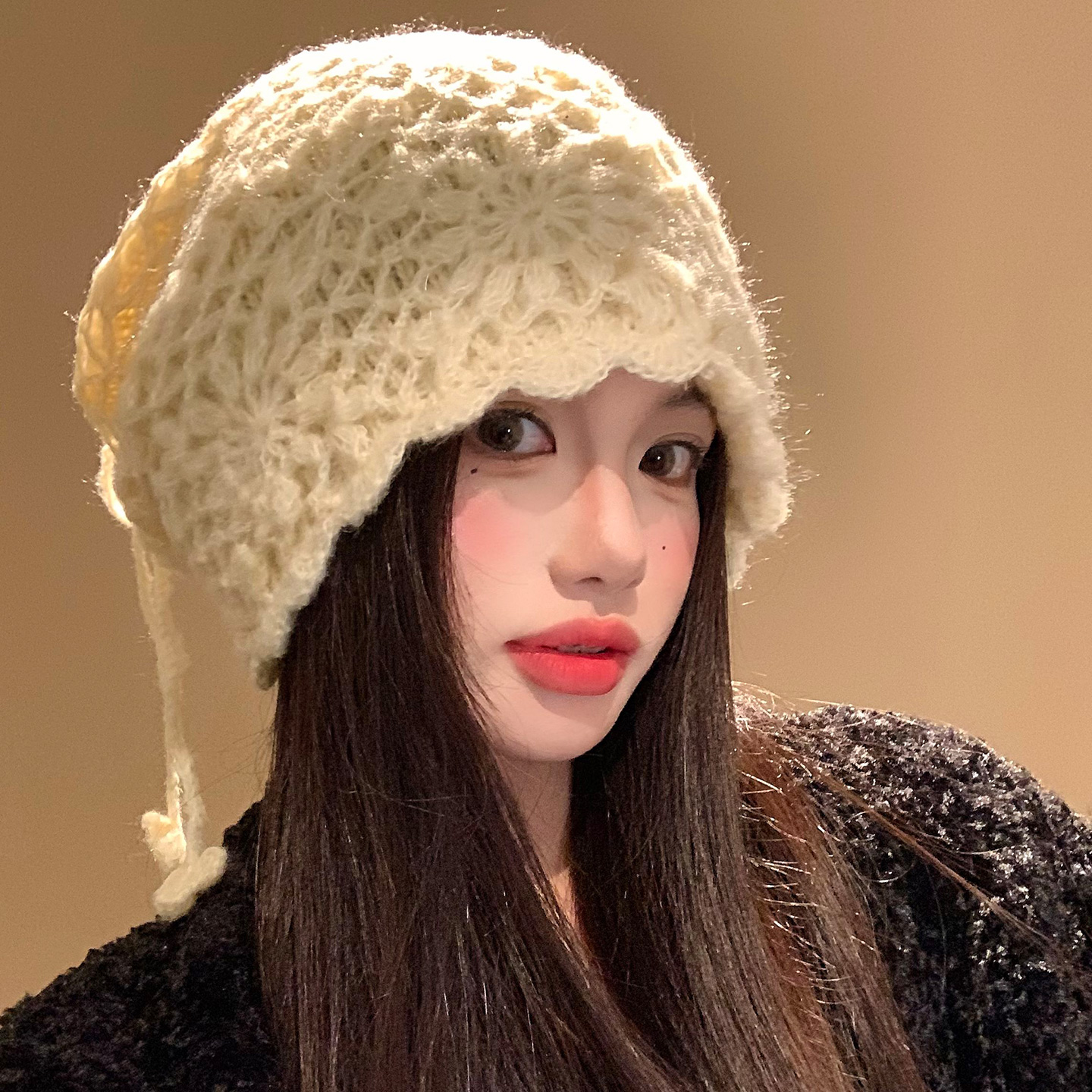 一帽两用可当围脖~钩针织包头帽