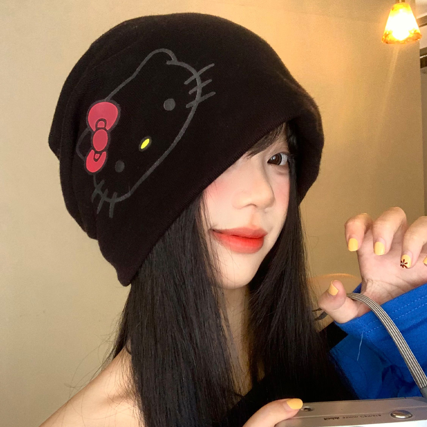 可爱Kitty猫堆堆帽女春秋显脸小