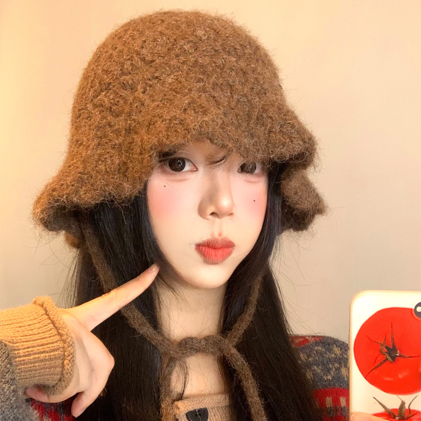 美拉德绑带针织渔夫帽百搭显脸小