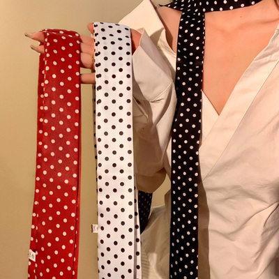 波点细长条丝巾2025新款韩系百搭