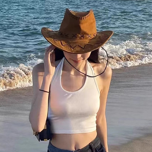 西部牛仔帽子女夏季美式复古遮阳
