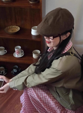 亚麻前进帽女日系简约复古显脸小