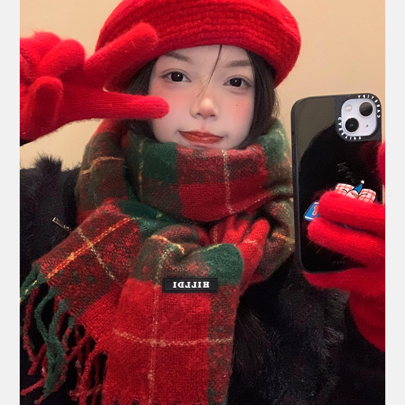 高级感新年圣诞围巾套装