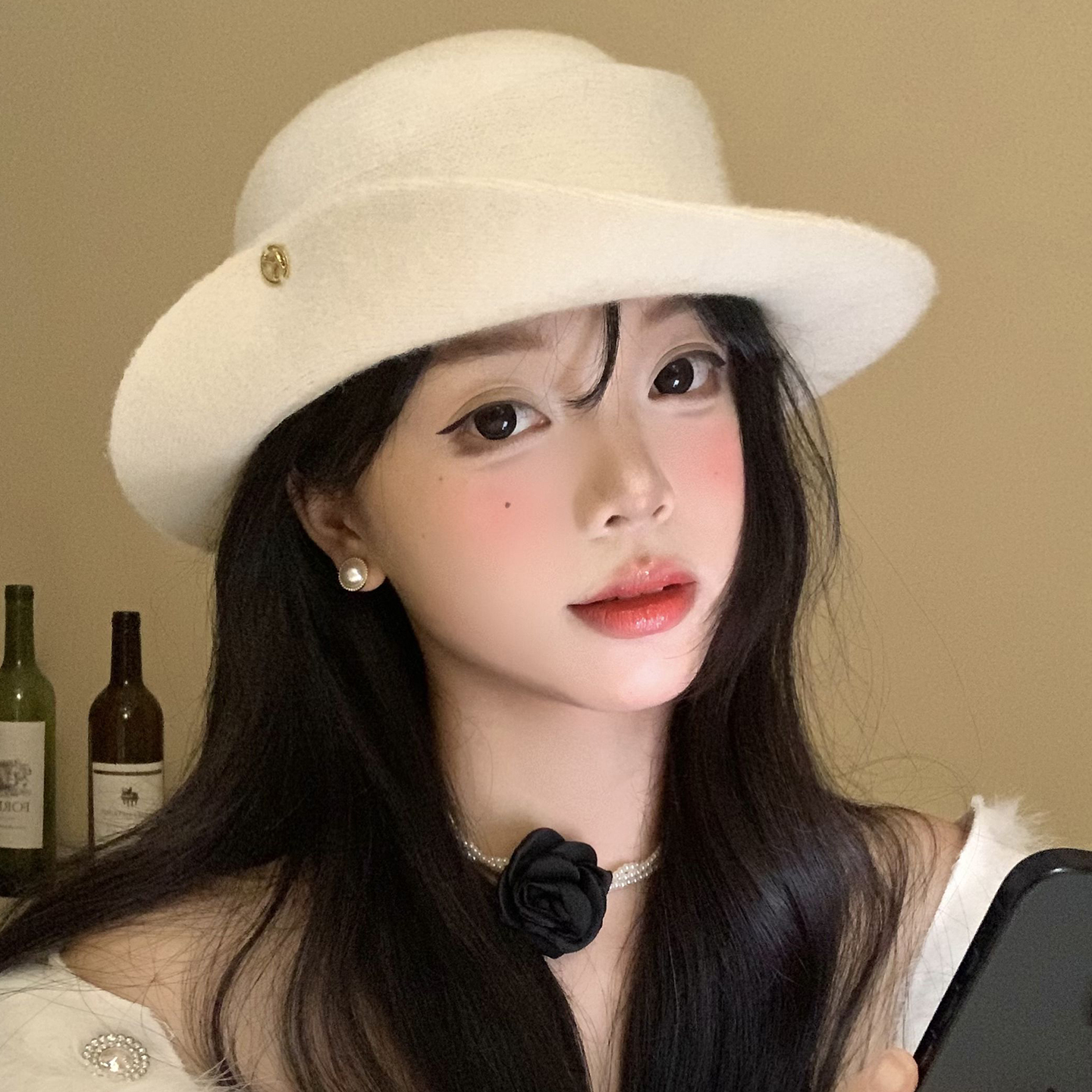 赫本风优雅礼帽女法式复古优雅
