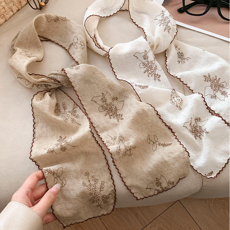 花朵长条薄款丝巾女款复古气质轻奢高级感系脖飘带颈饰绑包配饰,服饰配件/皮带/帽子/围巾,围巾/丝巾/披肩,淘宝优惠券,粉丝福利购,淘宝优惠卷