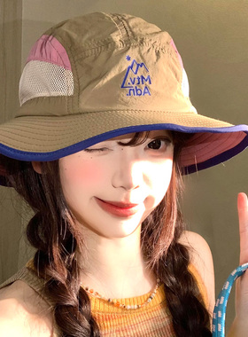 拼色大帽檐速干渔夫帽夏防水透气