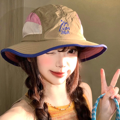 拼色大帽檐速干渔夫帽夏防水透气