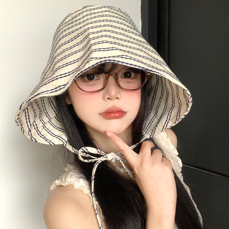 条纹渔夫帽女夏季2025新款薄款图片