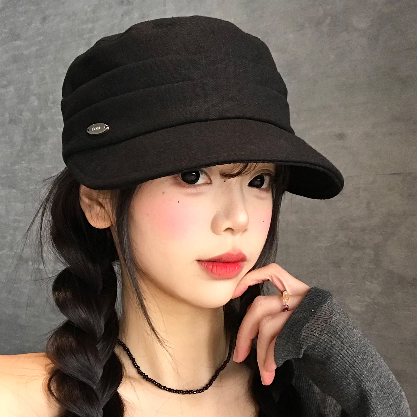 黑色马术报童帽子女春秋2026新款简约百搭显脸小大头围鸭舌贝雷帽,服饰配件/皮带/帽子/围巾,帽子,淘宝优惠券,粉丝福利购,淘宝优惠卷