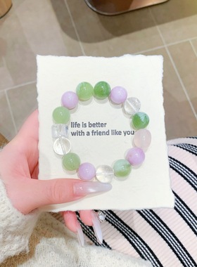 天然岫玉单圈手饰链 手串时尚原创设计女款 可塘珠宝水晶手饰