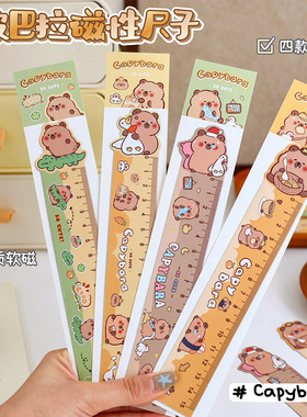 卡皮巴拉磁性直尺学生书签尺多功能水豚尺子便携软磁尺子儿童礼物