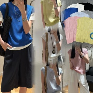 针织衫 可可欧洲站25夏季 盖肩袖 新款 女圆领坎肩套头上衣 时尚
